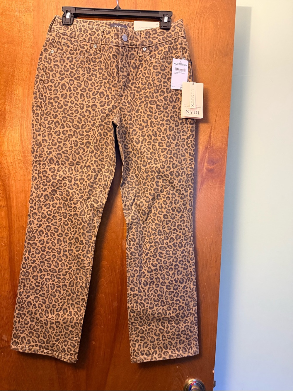 NYDJ Straight-Leg Leopard Print Jeans in Brown